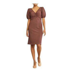 Amour Vert Women's Tinsley Luxe Fleece Dress in Mocha Size XS Career Business